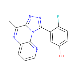 Cc1nc2cccnc2n2c(-c3cc(O)ccc3F)nnc12 ZINC000145720586