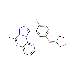 Cc1nc2cccnc2n2c(-c3cc(O[C@@H]4CCOC4)ccc3Cl)nnc12 ZINC000145716459