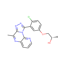 Cc1nc2cccnc2n2c(-c3cc(OC[C@H](C)O)ccc3Cl)nnc12 ZINC000145709306