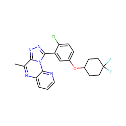 Cc1nc2cccnc2n2c(-c3cc(OC4CCC(F)(F)CC4)ccc3Cl)nnc12 ZINC000145709518