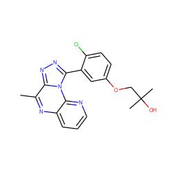 Cc1nc2cccnc2n2c(-c3cc(OCC(C)(C)O)ccc3Cl)nnc12 ZINC000145730030