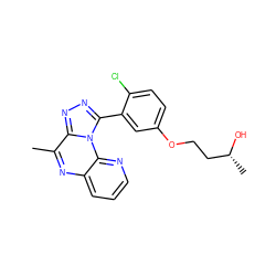 Cc1nc2cccnc2n2c(-c3cc(OCC[C@@H](C)O)ccc3Cl)nnc12 ZINC000145709718