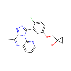 Cc1nc2cccnc2n2c(-c3cc(OCC4(O)CC4)ccc3Cl)nnc12 ZINC000145729245