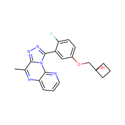 Cc1nc2cccnc2n2c(-c3cc(OCC4(O)CCC4)ccc3F)nnc12 ZINC000145732547