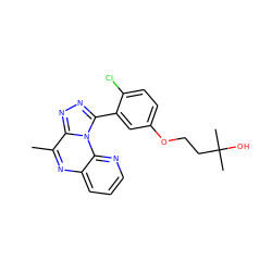 Cc1nc2cccnc2n2c(-c3cc(OCCC(C)(C)O)ccc3Cl)nnc12 ZINC000145710718