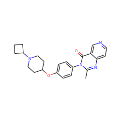 Cc1nc2ccncc2c(=O)n1-c1ccc(OC2CCN(C3CCC3)CC2)cc1 ZINC000040939342