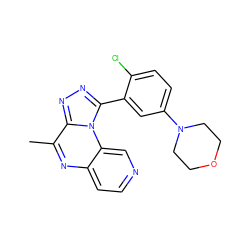 Cc1nc2ccncc2n2c(-c3cc(N4CCOCC4)ccc3Cl)nnc12 ZINC000299864823