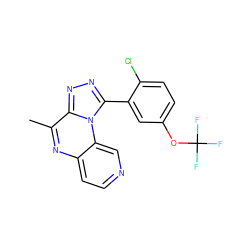 Cc1nc2ccncc2n2c(-c3cc(OC(F)(F)F)ccc3Cl)nnc12 ZINC000299863698