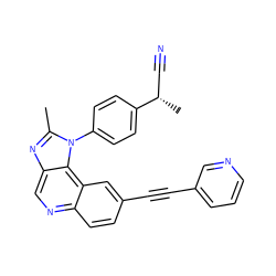 Cc1nc2cnc3ccc(C#Cc4cccnc4)cc3c2n1-c1ccc([C@@H](C)C#N)cc1 ZINC000029127406