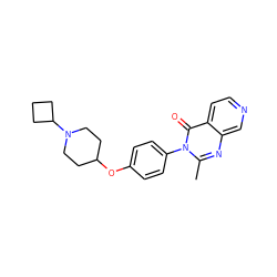 Cc1nc2cnccc2c(=O)n1-c1ccc(OC2CCN(C3CCC3)CC2)cc1 ZINC000040411094