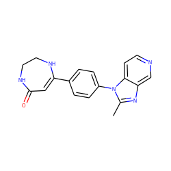 Cc1nc2cnccc2n1-c1ccc(C2=CC(=O)NCCN2)cc1 ZINC000027102479