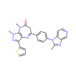 Cc1nc2cnccc2n1-c1ccc(C2=Nc3c(-c4cccs4)nn(C)c3N(C)C(=O)C2)cc1 ZINC000013743179