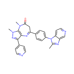 Cc1nc2cnccc2n1-c1ccc(C2=Nc3c(-c4ccncc4)nn(C)c3N(C)C(=O)C2)cc1 ZINC000013743182