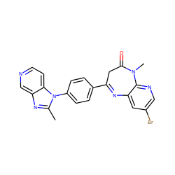 Cc1nc2cnccc2n1-c1ccc(C2=Nc3cc(Br)cnc3N(C)C(=O)C2)cc1 ZINC000000576776