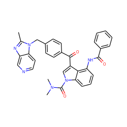 Cc1nc2cnccc2n1Cc1ccc(C(=O)c2cn(C(=O)N(C)C)c3cccc(NC(=O)c4ccccc4)c23)cc1 ZINC000028008642