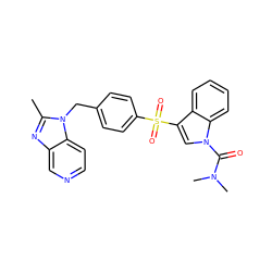 Cc1nc2cnccc2n1Cc1ccc(S(=O)(=O)c2cn(C(=O)N(C)C)c3ccccc23)cc1 ZINC000013776679