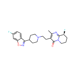 Cc1nc2n(c(=O)c1CCN1CCC(c3noc4cc(F)ccc34)CC1)CCC[C@@H]2F ZINC001772592507