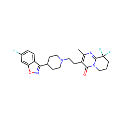 Cc1nc2n(c(=O)c1CCN1CCC(c3noc4cc(F)ccc34)CC1)CCCC2(F)F ZINC001772655436