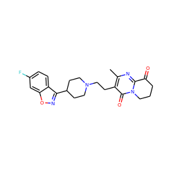 Cc1nc2n(c(=O)c1CCN1CCC(c3noc4cc(F)ccc34)CC1)CCCC2=O ZINC000044135896