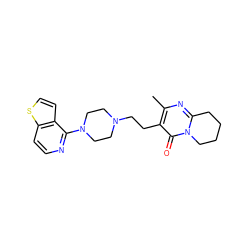 Cc1nc2n(c(=O)c1CCN1CCN(c3nccc4sccc34)CC1)CCCC2 ZINC001772579235