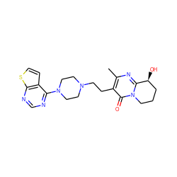 Cc1nc2n(c(=O)c1CCN1CCN(c3ncnc4sccc34)CC1)CCC[C@@H]2O ZINC001772644848