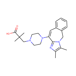 Cc1nc2n(c1C)Cc1ccccc1C=C2N1CCN(CC(C)(C)C(=O)O)CC1 ZINC000058591268