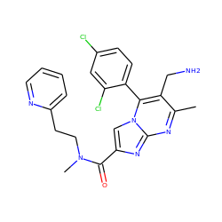 Cc1nc2nc(C(=O)N(C)CCc3ccccn3)cn2c(-c2ccc(Cl)cc2Cl)c1CN ZINC000058574846