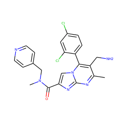 Cc1nc2nc(C(=O)N(C)Cc3ccncc3)cn2c(-c2ccc(Cl)cc2Cl)c1CN ZINC000058563598