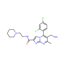 Cc1nc2nc(C(=O)NCCN3CCCCC3)cn2c(-c2ccc(Cl)cc2Cl)c1CN ZINC000058568781