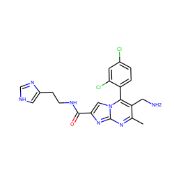 Cc1nc2nc(C(=O)NCCc3c[nH]cn3)cn2c(-c2ccc(Cl)cc2Cl)c1CN ZINC000058582951