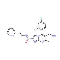 Cc1nc2nc(C(=O)NCCc3ccccn3)cn2c(-c2ccc(Cl)cc2Cl)c1CN ZINC000058568561