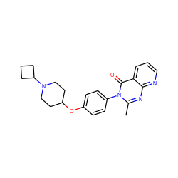 Cc1nc2ncccc2c(=O)n1-c1ccc(OC2CCN(C3CCC3)CC2)cc1 ZINC000035932123