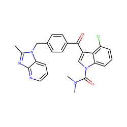 Cc1nc2ncccc2n1Cc1ccc(C(=O)c2cn(C(=O)N(C)C)c3cccc(Cl)c23)cc1 ZINC000013776699