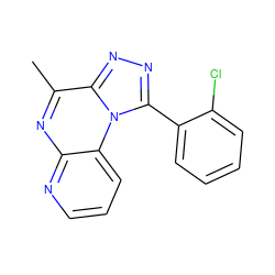 Cc1nc2ncccc2n2c(-c3ccccc3Cl)nnc12 ZINC000299866411