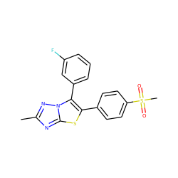 Cc1nc2sc(-c3ccc(S(C)(=O)=O)cc3)c(-c3cccc(F)c3)n2n1 ZINC000027711096