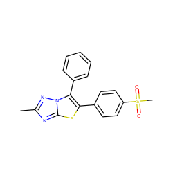 Cc1nc2sc(-c3ccc(S(C)(=O)=O)cc3)c(-c3ccccc3)n2n1 ZINC000027718884