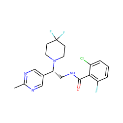 Cc1ncc([C@@H](CNC(=O)c2c(F)cccc2Cl)N2CCC(F)(F)CC2)cn1 ZINC000207701309