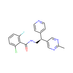 Cc1ncc([C@@H](CNC(=O)c2c(F)cccc2Cl)c2ccncc2)cn1 ZINC000217373232