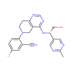 Cc1ncc([C@@H](CO)Nc2ncnc3c2CN(c2ccc(Cl)cc2C#N)CC3)cn1 ZINC000148401395