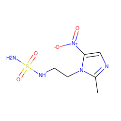 Cc1ncc([N+](=O)[O-])n1CCNS(N)(=O)=O ZINC000095921172