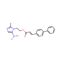 Cc1ncc([N+](=O)[O-])n1CCOC(=O)/C=C/c1ccc(-c2ccccc2)cc1 ZINC000053230691