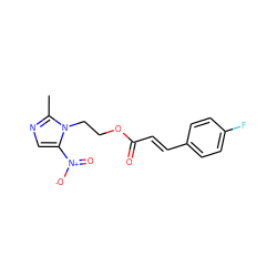 Cc1ncc([N+](=O)[O-])n1CCOC(=O)/C=C/c1ccc(F)cc1 ZINC000053296444