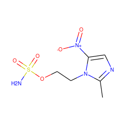 Cc1ncc([N+](=O)[O-])n1CCOS(N)(=O)=O ZINC000098067416