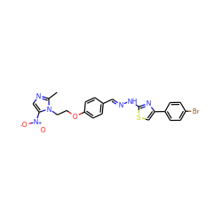 Cc1ncc([N+](=O)[O-])n1CCOc1ccc(/C=N/Nc2nc(-c3ccc(Br)cc3)cs2)cc1 ZINC000299841333