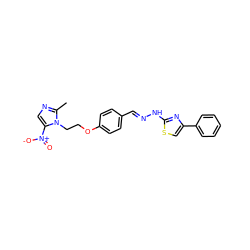 Cc1ncc([N+](=O)[O-])n1CCOc1ccc(/C=N/Nc2nc(-c3ccccc3)cs2)cc1 ZINC000299823247