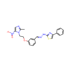 Cc1ncc([N+](=O)[O-])n1CCOc1cccc(/C=N/Nc2nc(-c3ccccc3)cs2)c1 ZINC000299826450