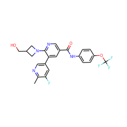 Cc1ncc(-c2cc(C(=O)Nc3ccc(OC(F)(F)F)cc3)cnc2N2CC(CO)C2)cc1F ZINC001772629952