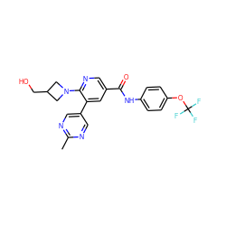 Cc1ncc(-c2cc(C(=O)Nc3ccc(OC(F)(F)F)cc3)cnc2N2CC(CO)C2)cn1 ZINC000224425783