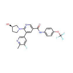 Cc1ncc(-c2cc(C(=O)Nc3ccc(OC(F)(F)F)cc3)cnc2N2CC[C@@H](O)C2)cc1F ZINC001772598817