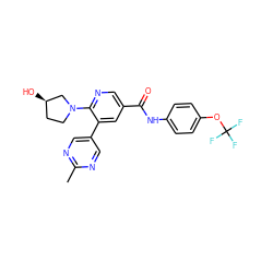 Cc1ncc(-c2cc(C(=O)Nc3ccc(OC(F)(F)F)cc3)cnc2N2CC[C@@H](O)C2)cn1 ZINC000224446619